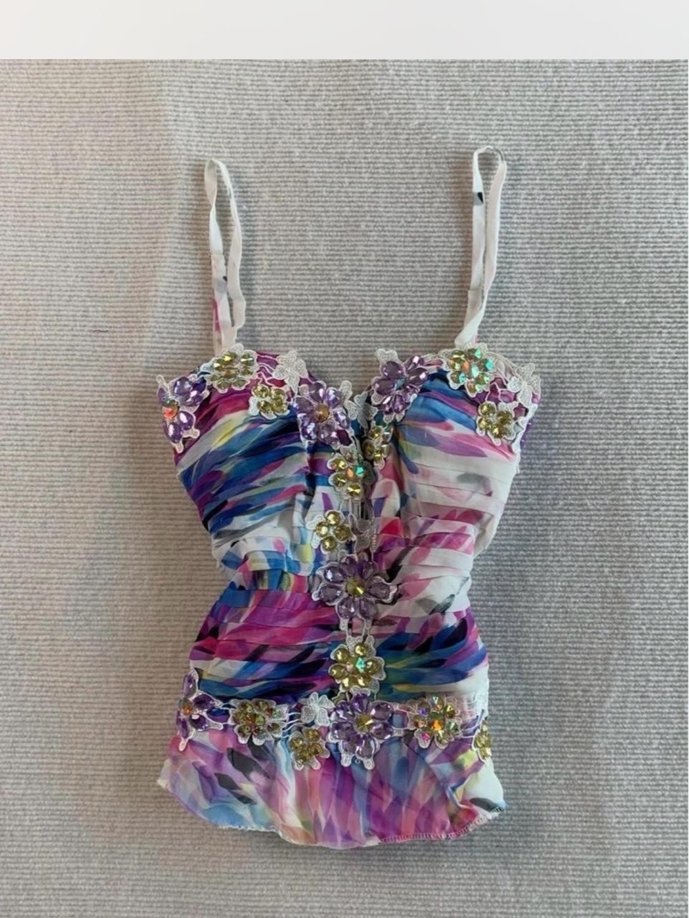 Beaded Floral Multicolor Tank Top